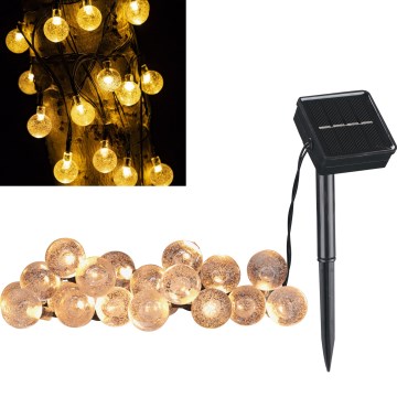 LED Solar Decoratieve lichtsnoer BUBBLE GLASS 20xLED/8 Functies 4,85 m 600 mAh IP44 warm wit