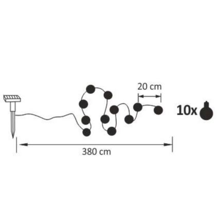 LED Solar Decoratieve lichtsnoer LED/1,2V 3,8 m IP44