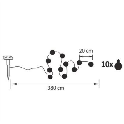 LED Solar Decoratieve lichtsnoer LED/1,2V 300 mAh 3,8 m IP44