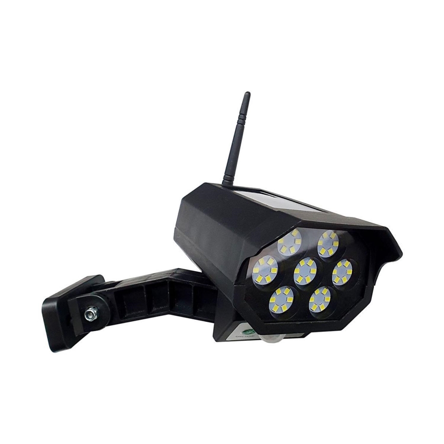 LED Solar dummy beveiligingscamera met sensor LED/3,7V 1200 mAh IP44 zwart + afstandsbediening