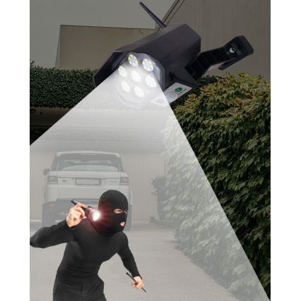 LED Solar dummy beveiligingscamera met sensor LED/3,7V 1200 mAh IP44 zwart + afstandsbediening