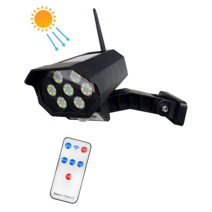 LED Solar dummy beveiligingscamera met sensor LED/3,7V 1200 mAh IP44 zwart + afstandsbediening