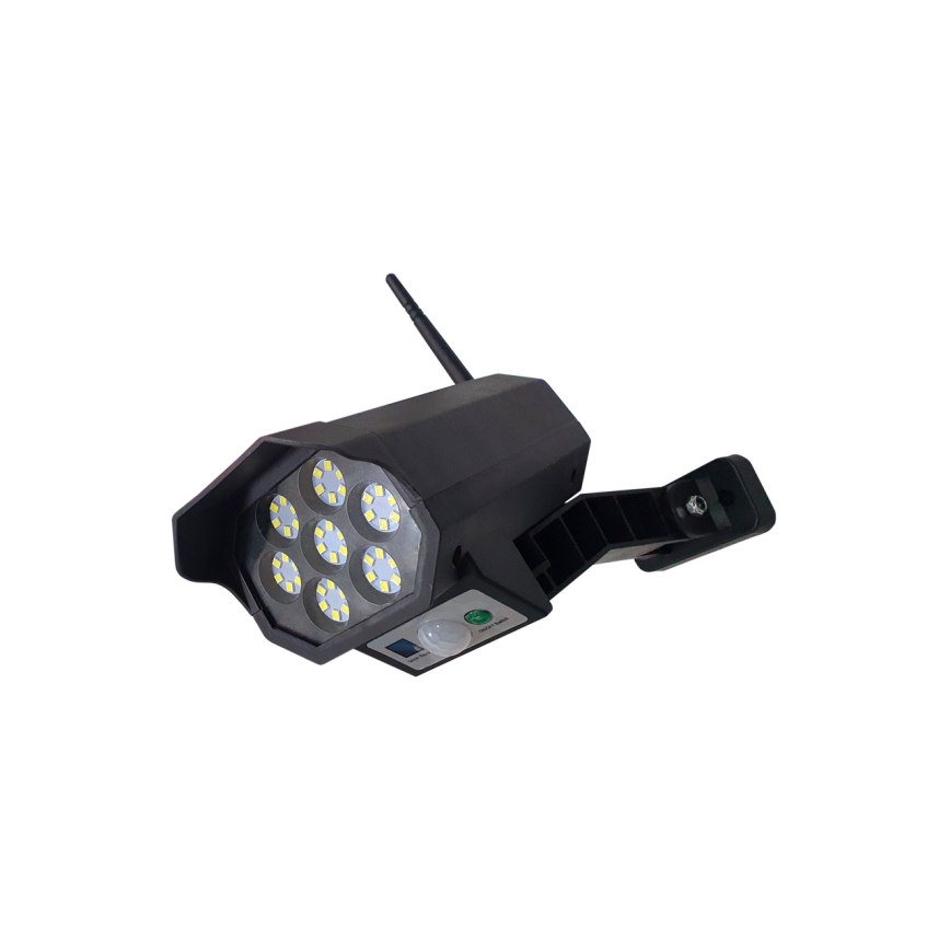 LED Solar dummy beveiligingscamera met sensor LED/3,7V 1200 mAh IP44 zwart + afstandsbediening