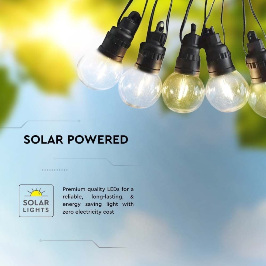 LED Solar ketting 10xLED/0,5/4,5V 12 m 3000K IP44 1200 mAh + afstandsbediening