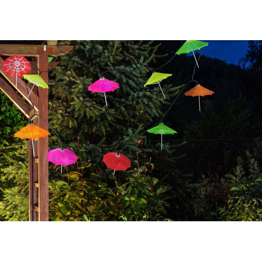LED Solar ketting 10xLED/1,2V 300 mAh 3,8 m IP44 paraplu's
