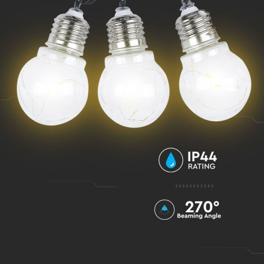LED Solar ketting 10xLED/1W/1,2V 2 m IP44 3000K