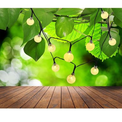 LED Solar ketting 30xLED/8 Functies 300 mAh 4,9m IP44 warm wit