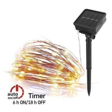 LED Solar ketting LED/2,4W/1,2V 1xAA 15 m IP44 3000K 600 mAh
