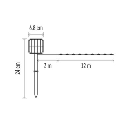 LED Solar ketting LED/2,4W/1,2V 1xAA 15 m IP44 3000K 600 mAh