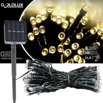 LED Solar ketting SHINE 200xLED/1,2V 600 mAh 21,9 m IP44