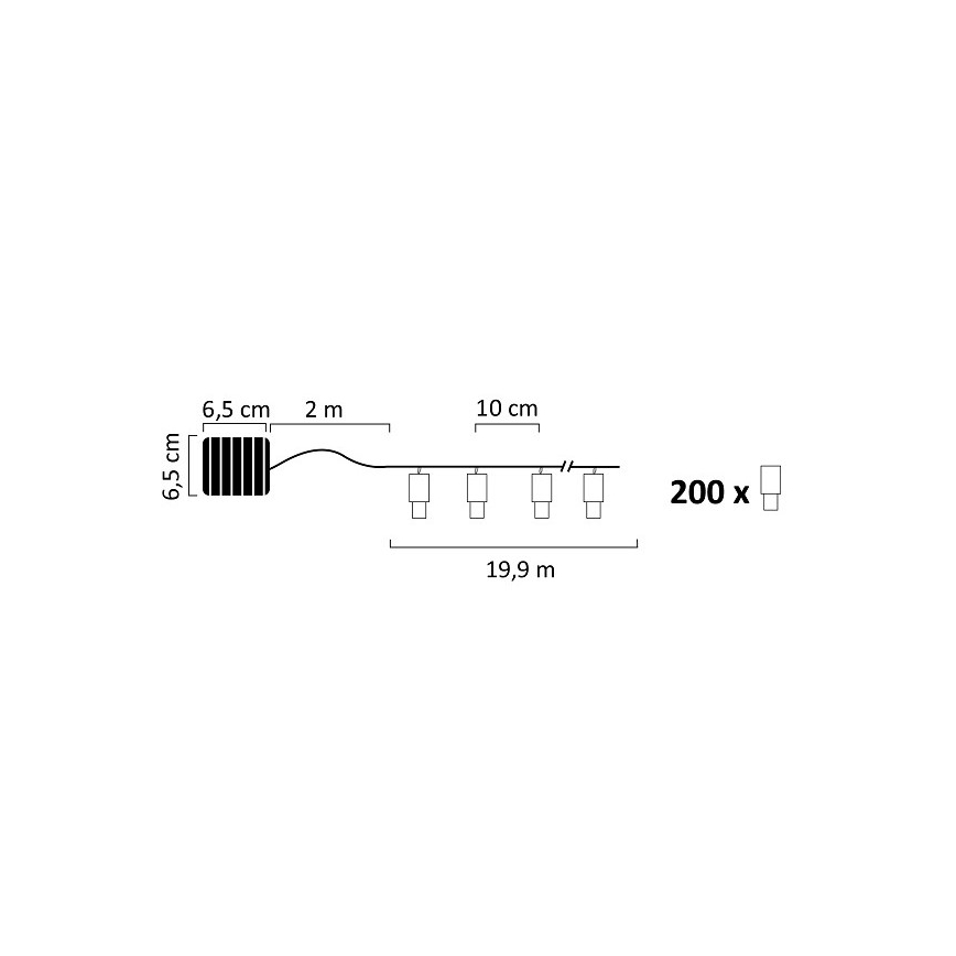 LED Solar ketting SHINE 200xLED/1,2V 600 mAh 21,9 m IP44