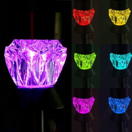 LED Solar lamp CRYSTAL 2xLED-RGB/0,02W/1xAAA mat chroom IP44