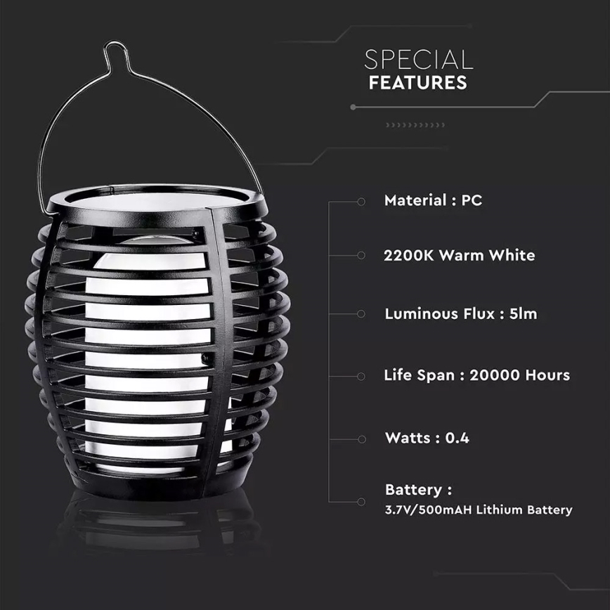 LED Solar lamp FLAME 4in1 1xLED/0,45W/3,7V IP44 500 mAh
