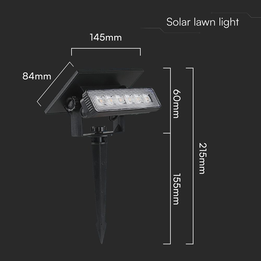 LED Solar lamp 2in1 LED/0,9W/3,7V 3000K IP65 1200 mAh zwart