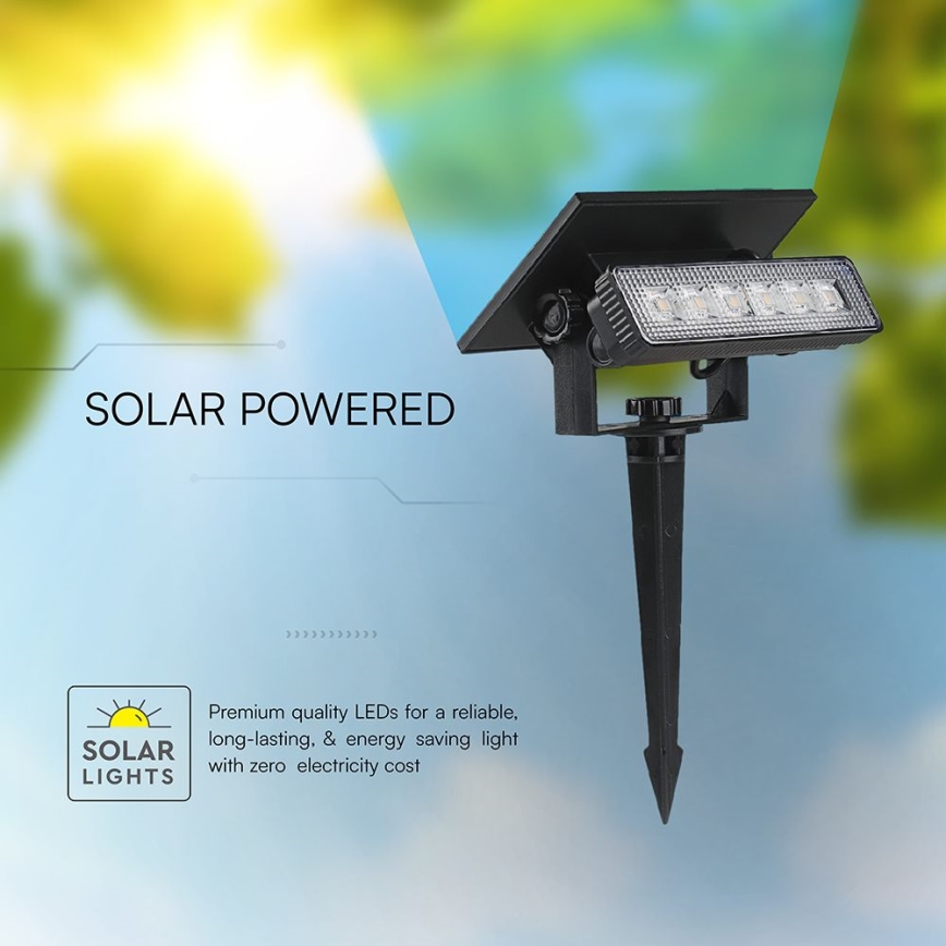 LED Solar lamp LED/0,9W/3,7V 3000K IP65 zwart