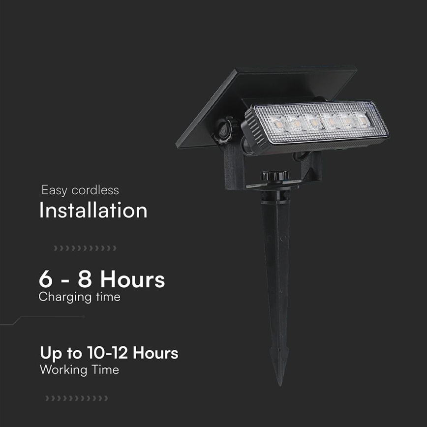 LED Solar lamp LED/0,9W/3,7V 3000K IP65 zwart