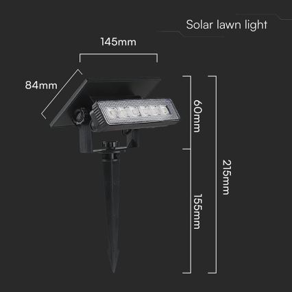 LED Solar lamp LED/0,9W/3,7V 3000K IP65 zwart