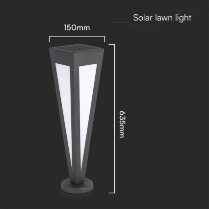 LED Solar lamp LED/2W/3,7V IP65 3000K zwart + afstandsbediening