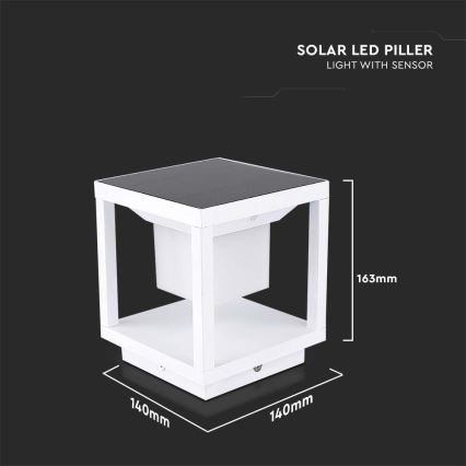 LED Solar lamp met een sensor LED/2W/5.5V 3000K IP65 wit