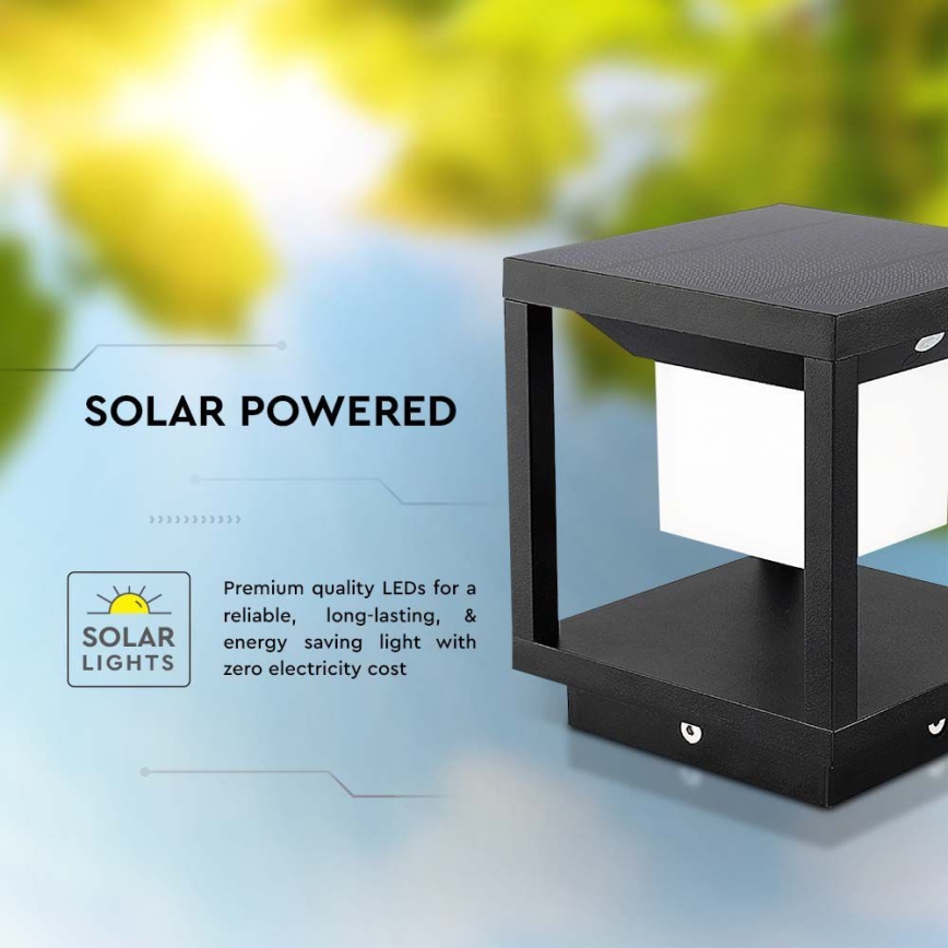 LED Solar lamp met een sensor LED/2W/5.5V 3000K IP65 zwart