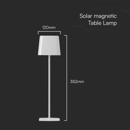 LED Solar dimbaar magnetic aanraken rechargeable tafellamp LED/5W/5V 3000-6000K 3600 mAh IP65 wit