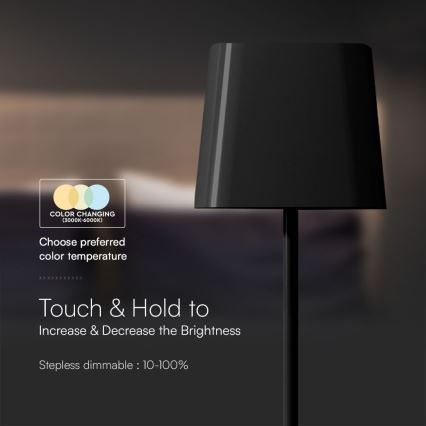 LED Zonne-energie dimbare magnetische touch oplaadbare bureaulamp LED/5W/5V 3000-6000K 3600 mAh IP65 zwart