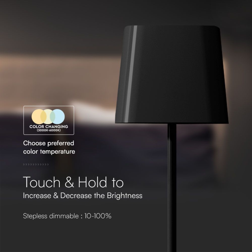 LED Zonne-energie dimbare magnetische touch oplaadbare bureaulamp LED/5W/5V 3000-6000K 3600 mAh IP65 zwart