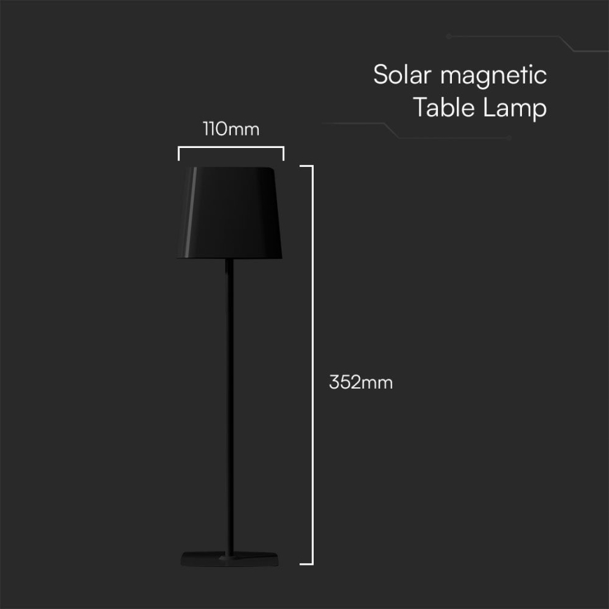 LED Zonne-energie dimbare magnetische touch oplaadbare bureaulamp LED/5W/5V 3000-6000K 3600 mAh IP65 zwart