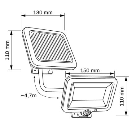 LED Solar schijnwerper met een sensor DUO LED/1W/3.7V IP44