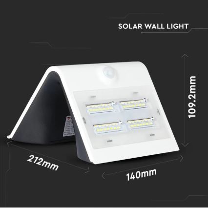 LED Solar Wand Lamp met Sensor LED/3W/3,7V 3000/4000K IP65 wit