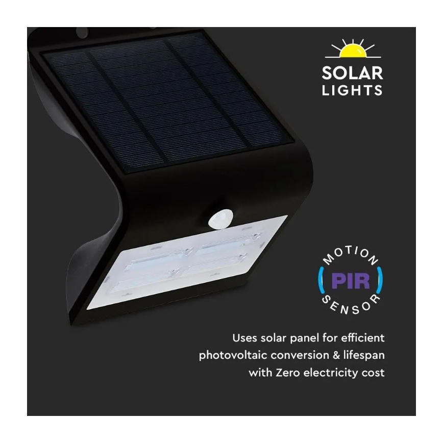 LED Solar Wand Lamp met Sensor LED/3W/3,7V 3000/4000K IP65 zwart