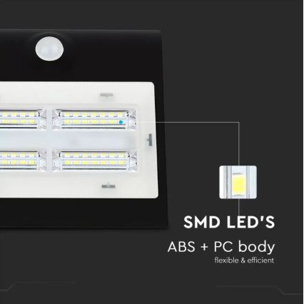 LED Solar Wand Lamp met Sensor LED/3W/3,7V 3000/4000K IP65 zwart