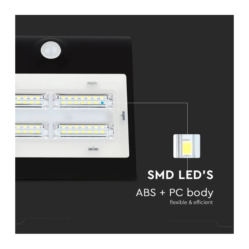 LED Solar Wand Lamp met Sensor LED/3W/3,7V 3000/4000K IP65 zwart