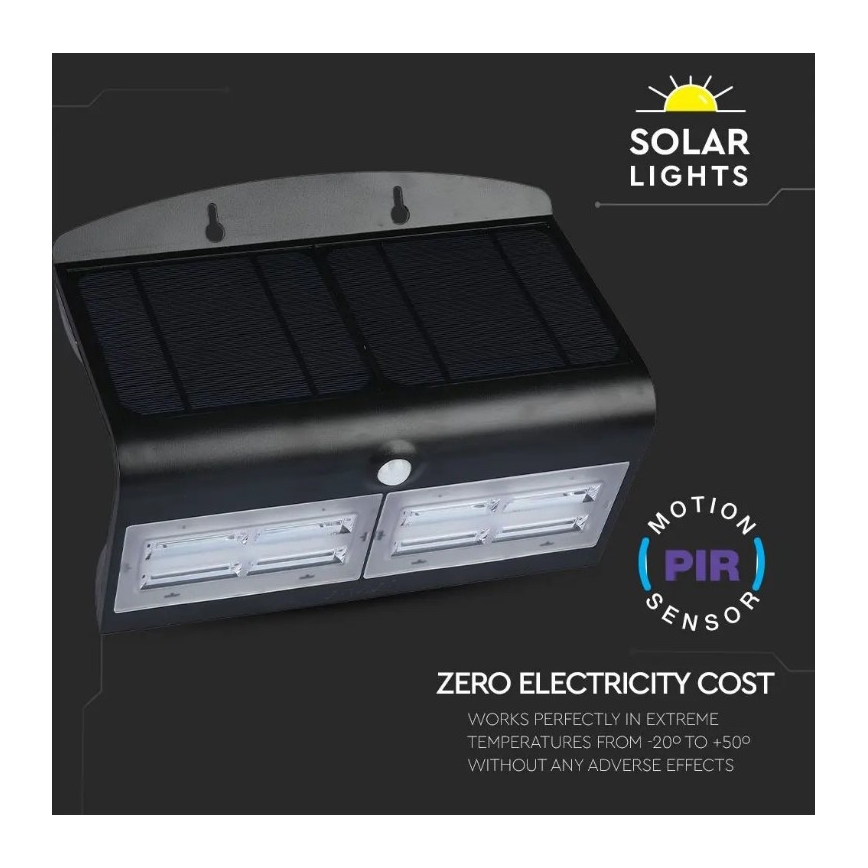 LED Solar Wand Lamp met Sensor LED/7W/3,7V 4000K IP65 zwart