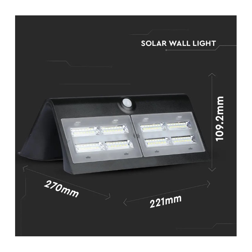 LED Solar Wand Lamp met Sensor LED/7W/3,7V 4000K IP65 zwart