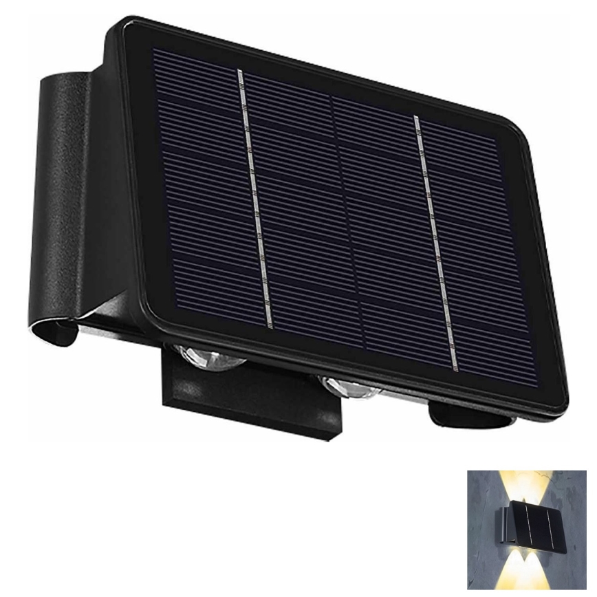 LED Solar wandlamp 4xLED/1,5W/3,7V 1500 mAh IP54 zwart