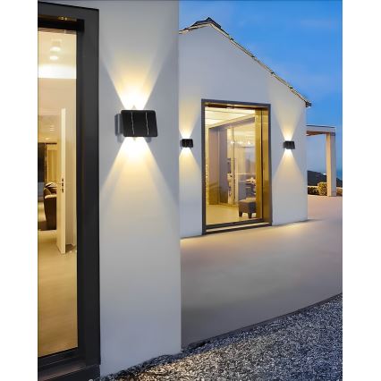 LED Solar wandlamp 4xLED/1,5W/3,7V 1500 mAh IP54 zwart