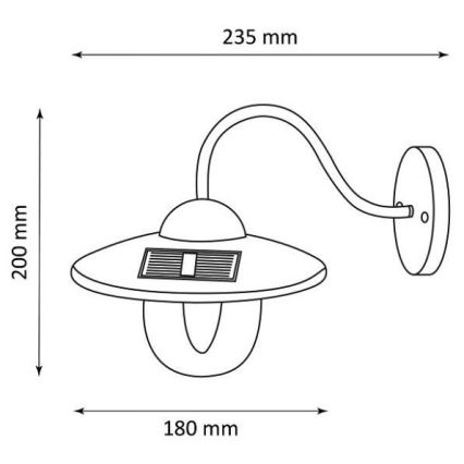 LED Solar wandlamp LED/0,5W/1,2V IP44 zwart