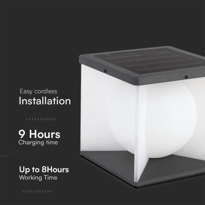 LED Dimbaar zonne- wandlamp LED/8W/3,7V IP65 3000K + afstandsbediening