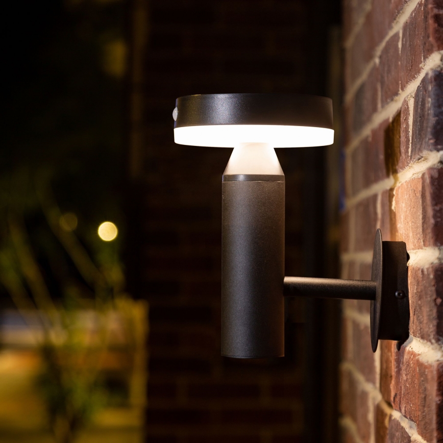 LED Solar wandlamp met sensor GWINEA LED/4,5W/3,7V IP44 zwart