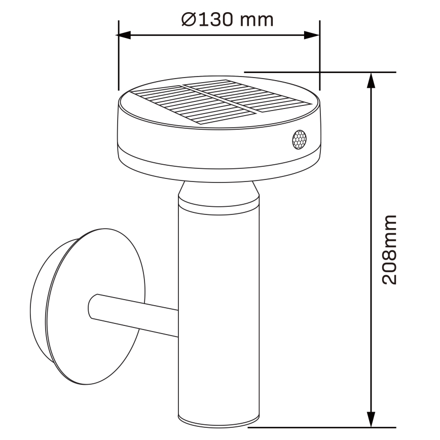 LED Solar wandlamp met sensor GWINEA LED/4,5W/3,7V IP44 zwart