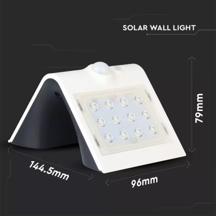 LED Solar wandlamp met sensor LED/1.5W/3,7V IP65 wit