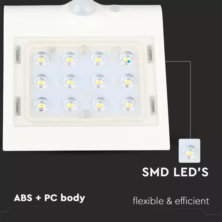 LED Solar wandlamp met sensor LED/1.5W/3,7V IP65 1200 mAh