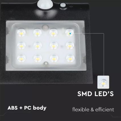 LED Solar wandlamp met sensor LED/1.5W/3,7V IP65 1200 mAh