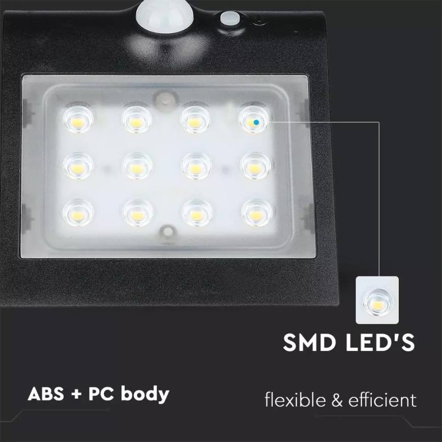 LED Solar wandlamp met sensor LED/1.5W/3,7V IP65 1200 mAh