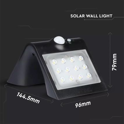 LED Solar wandlamp met sensor LED/1.5W/3,7V IP65 1200 mAh
