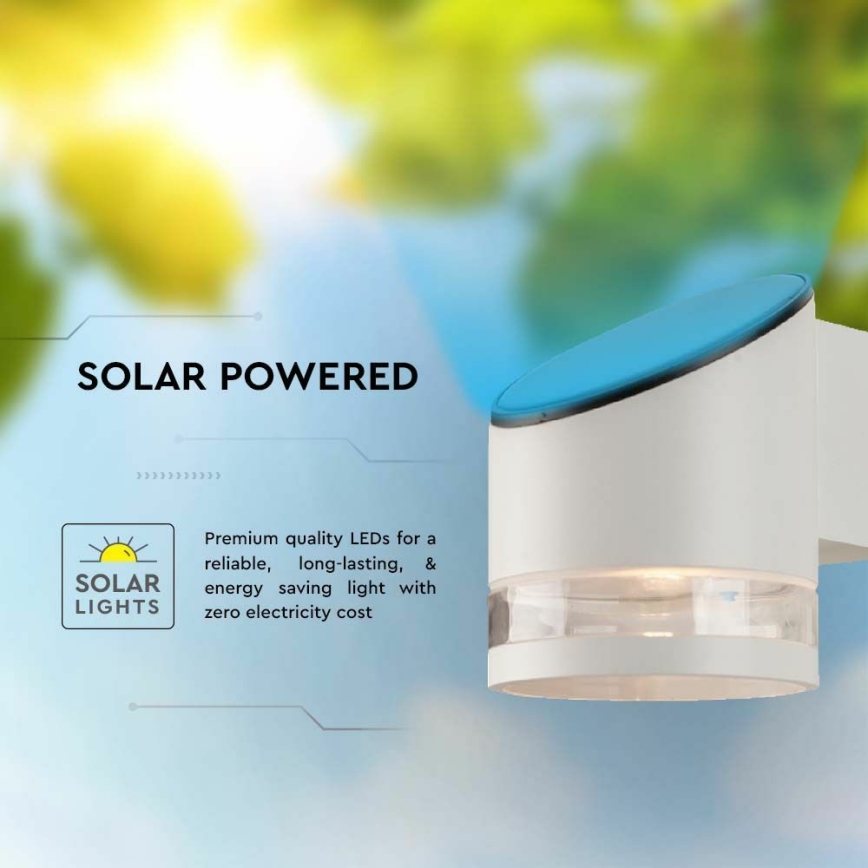 LED Solar wandlamp met sensor LED/1W/3,7V IP54 3000K 1200 mAh wit