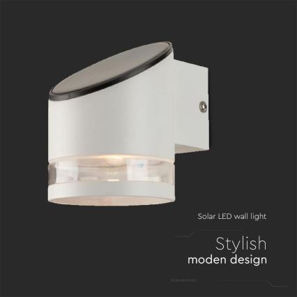 LED Solar wandlamp met sensor LED/1W/3,7V IP54 3000K 1200 mAh wit