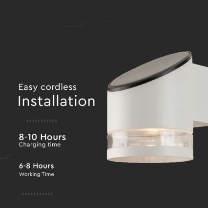 LED Solar wandlamp met sensor LED/1W/3,7V IP54 3000K 1200 mAh wit