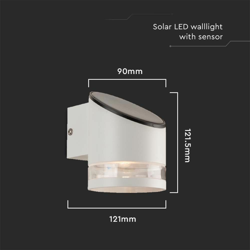 LED Solar wandlamp met sensor LED/1W/3,7V IP54 3000K 1200 mAh wit